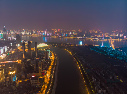 湖北武汉城市天际线风光