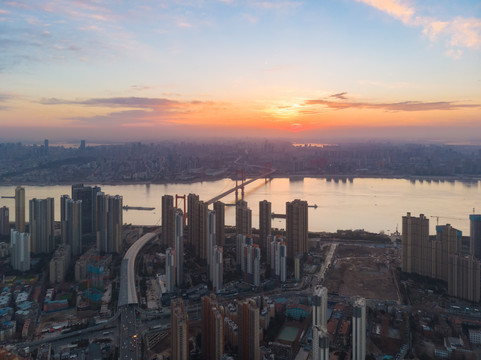 湖北武汉城市天际线风光