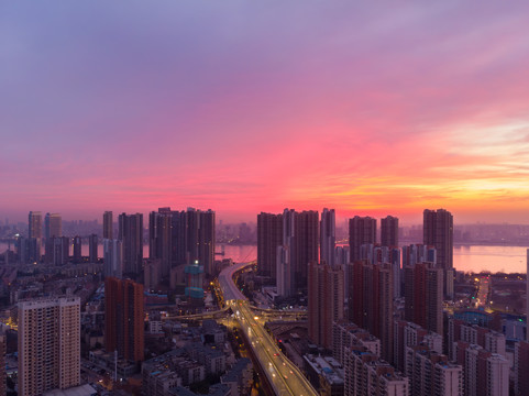 湖北武汉城市天际线风光