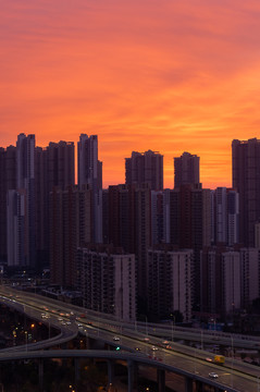 湖北武汉城市天际线风光