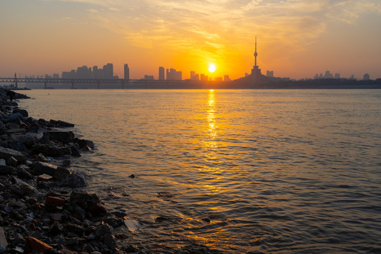 湖北武汉城市天际线风光