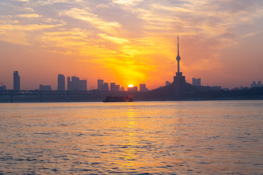 湖北武汉城市天际线风光