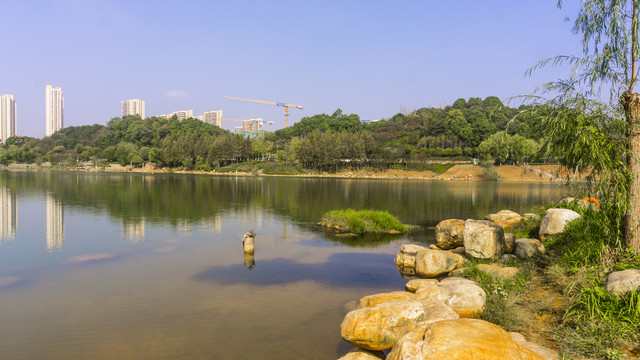 尖山湖湖畔风景