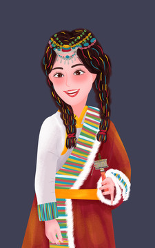 藏族女孩祈福