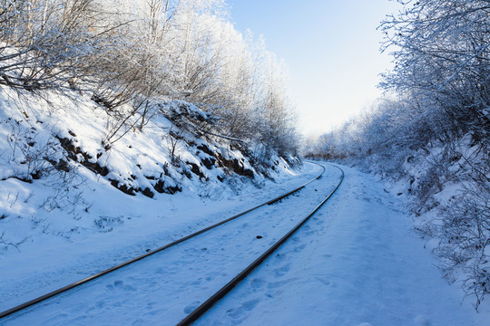 冬季雾凇铁路