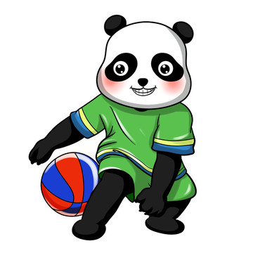 熊猫打篮球胯下运球卡通