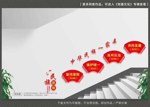 楼梯民族团结文化墙
