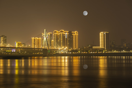 宜昌夷陵长江大桥夜景