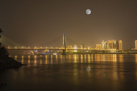 宜昌夷陵长江大桥夜景