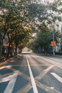 中国上海无人马路街道