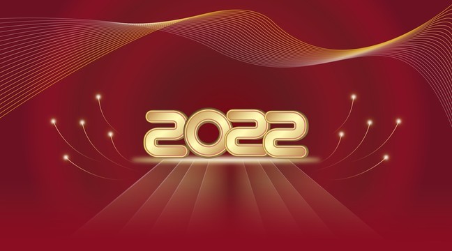 2022新年春节红色背景金色