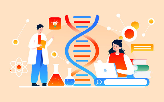 基因科学医疗科技医学研究插画