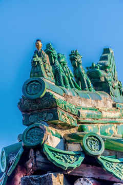 中国北京天坛公园北神厨屋顶走兽