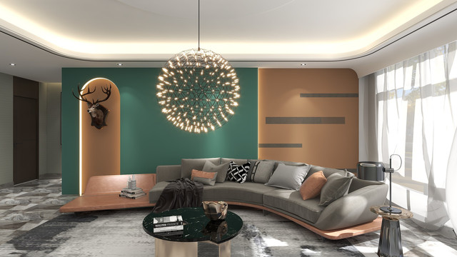 现代客厅沙发背景墙设计效果图