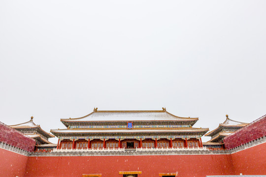 风雪中的北京故宫午门