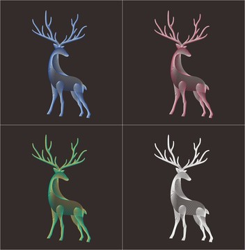 鹿线条矢量动物图形插画