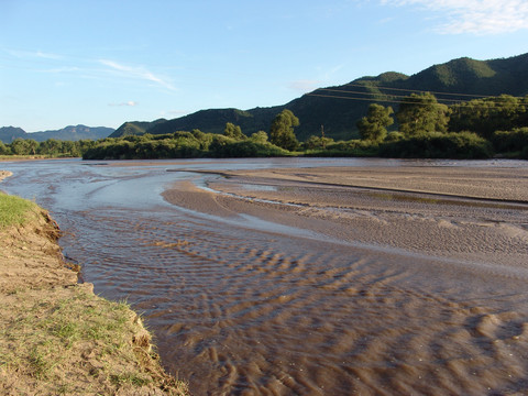 夕阳下的河水