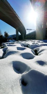 城市雪景