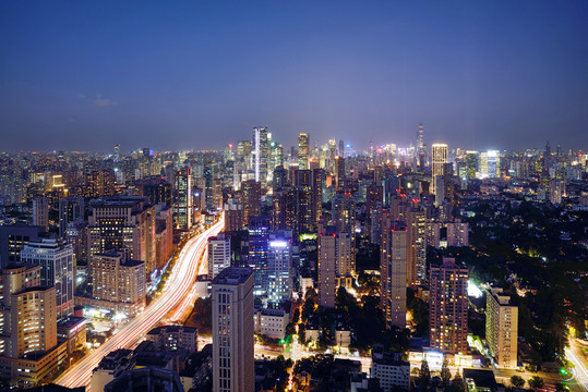 上海浦西静安黄埔城市风光夜景