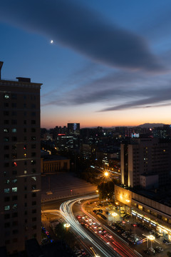 夕阳城市夜景