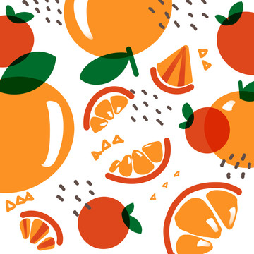 水果插画手绘橘子橙子图案背景