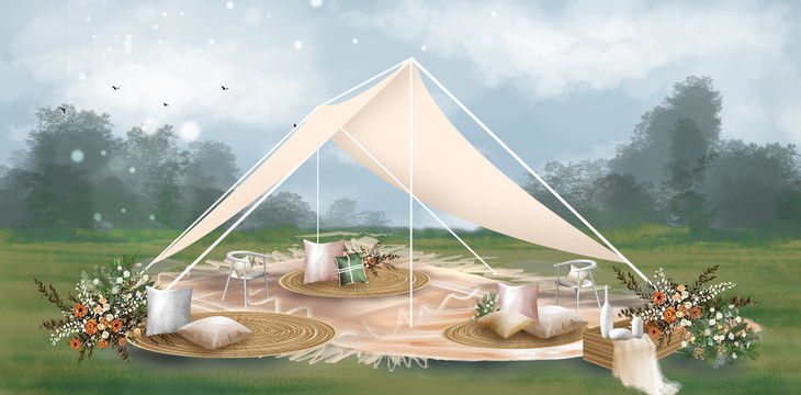 户外婚休息区帐篷垫子