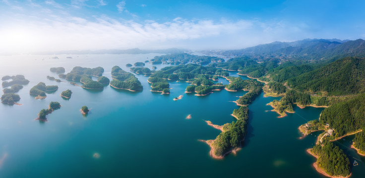 航拍千岛湖青山绿水全景大画幅