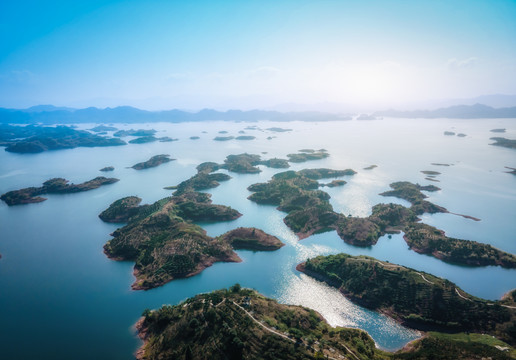 千岛湖湖泊水景鸟瞰图