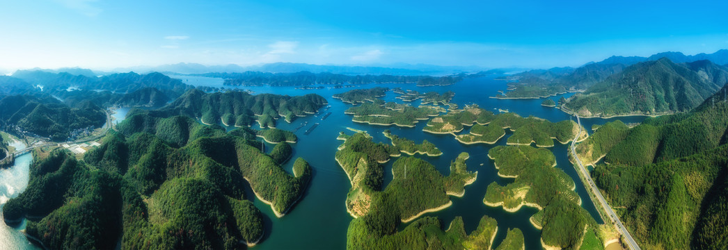 航拍千岛湖青山绿水全景大画幅