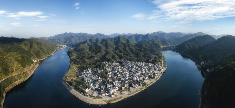 航拍徽州新安江青山绿水大画幅