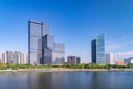 广州南沙蕉门摩天大楼风景