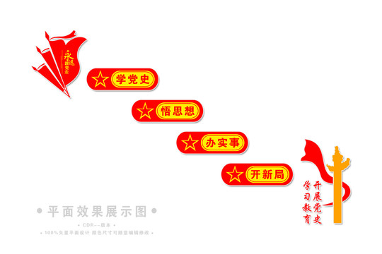 楼梯楼道党史学习教育文化墙