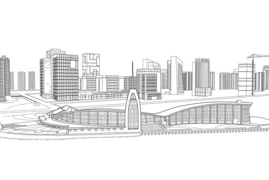 建筑温州龙舟运动中心全景素描