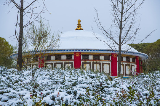 北京园博园鄂尔多斯园雪景