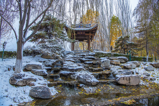 北京园博园闽园雪景