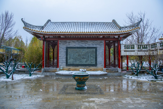 北京园博园岭南园雪景