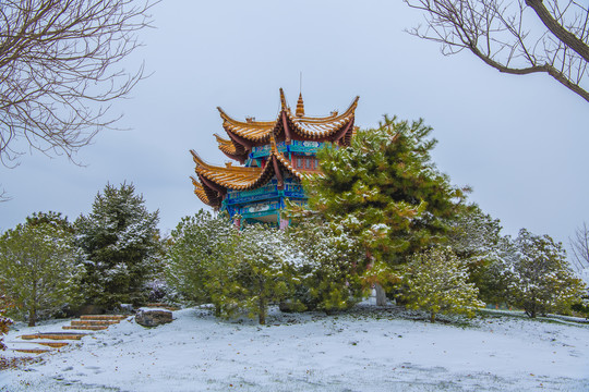 北京园博园昆明园雪景