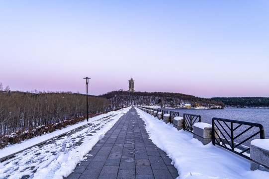 雪后的长春净月潭森林公园风景