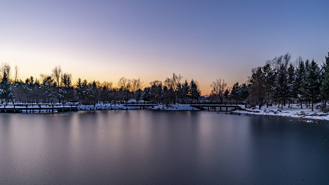 雪后的长春净月潭森林公园风景