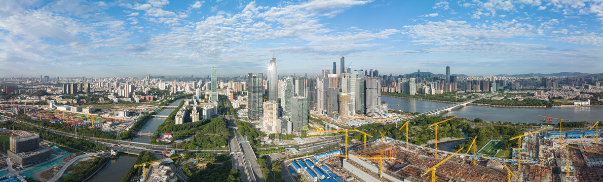 中国广州市海珠区航拍全景