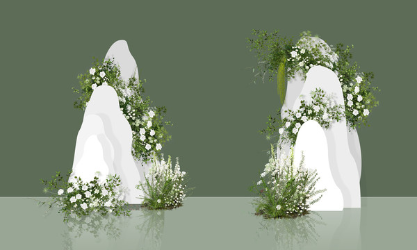 森系婚礼白绿色草坪婚礼景观