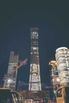 北京夜景CBD商务中心中国尊