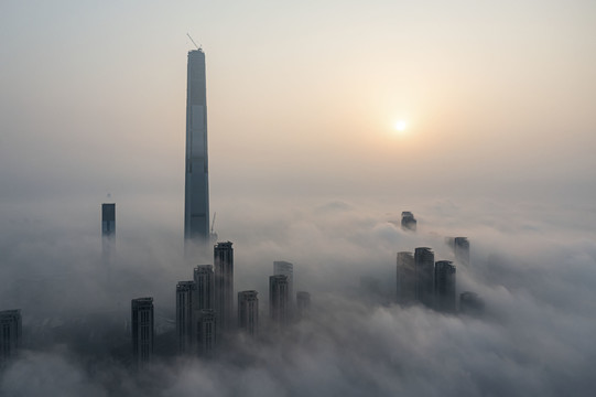天津117大厦平流雾