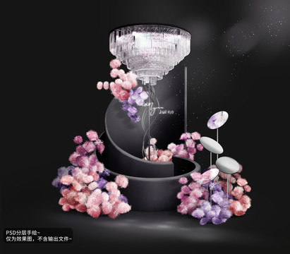 黑紫色撞色韩式秀场风婚礼效果图