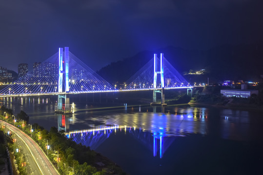 福建南平闽江大桥夜景