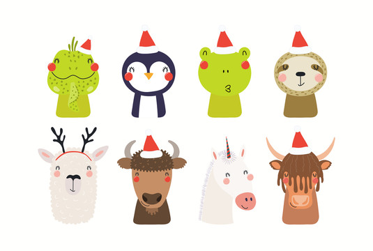 可爱动物圣诞俏皮装扮插图