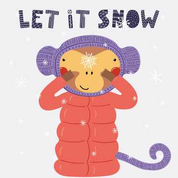 猴子着保暖衣物 迎接冬天插图
