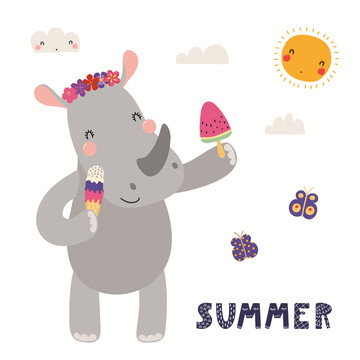 犀牛吃冰迎接夏天插图