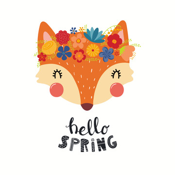 可爱狐狸迎春天插图