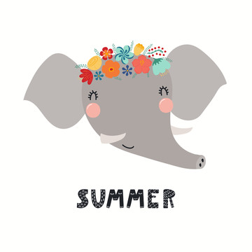 夏日大象装扮插图